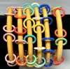 BB349 vintage custard tambourine bakelite bangles with differing ring colors